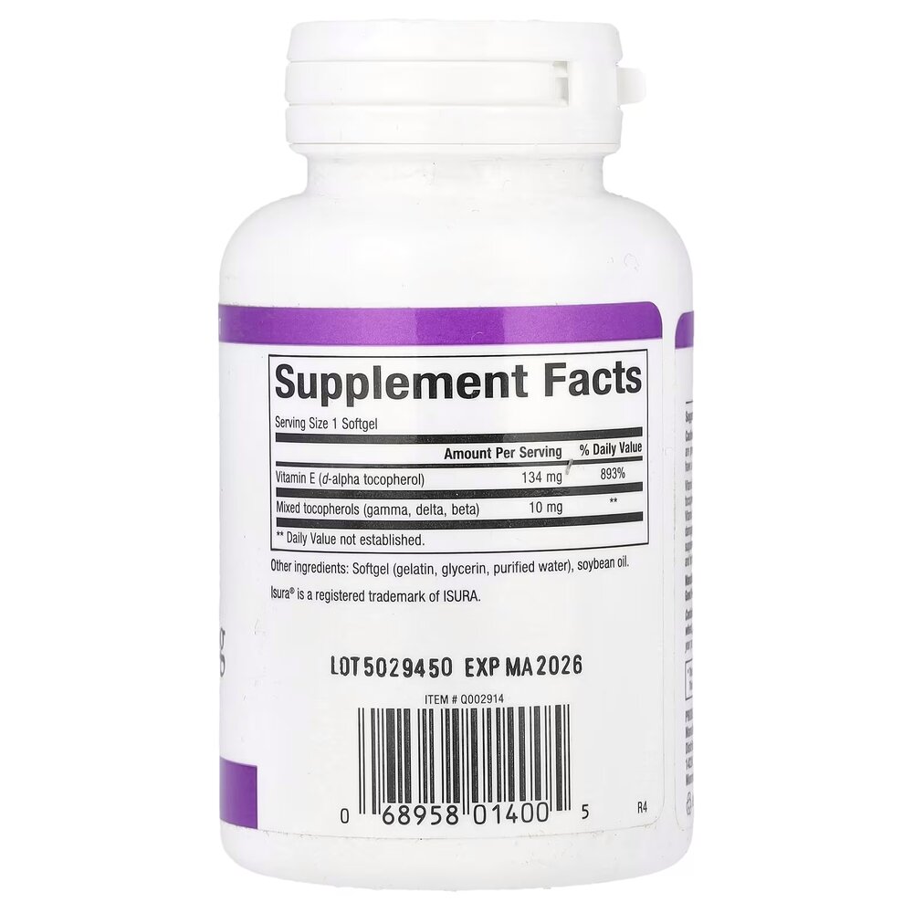 Суміш токоферолів Natural Factors Mixed Vitamin E 134 mg, 90 капсул для антиоксидантного захисту. Фото 2