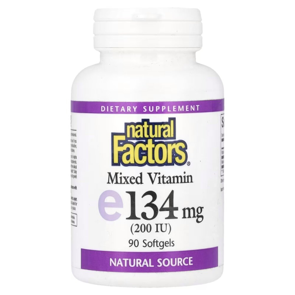 Суміш токоферолів Natural Factors Mixed Vitamin E 134 mg, 90 капсул для антиоксидантного захисту
