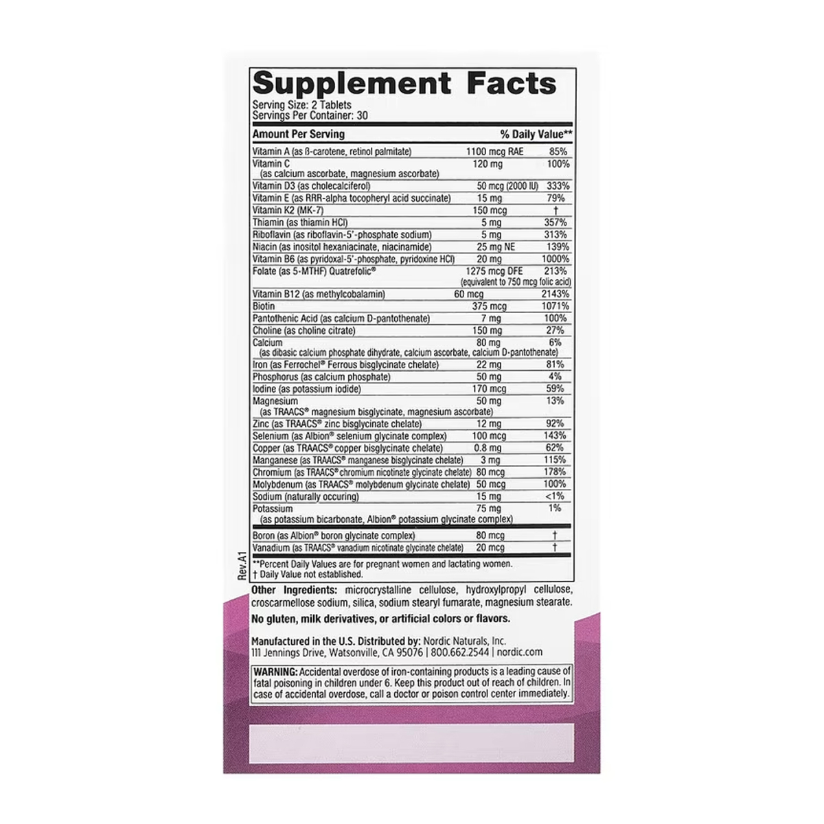 Prenatal Multivitamin - 60 tabs. Фото 2