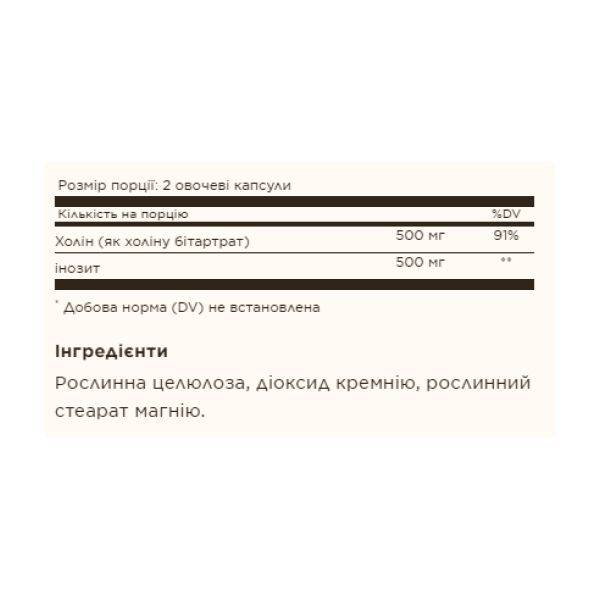 Choline/Inositol 500 mg/500 mg - 100 vcaps. Фото 2
