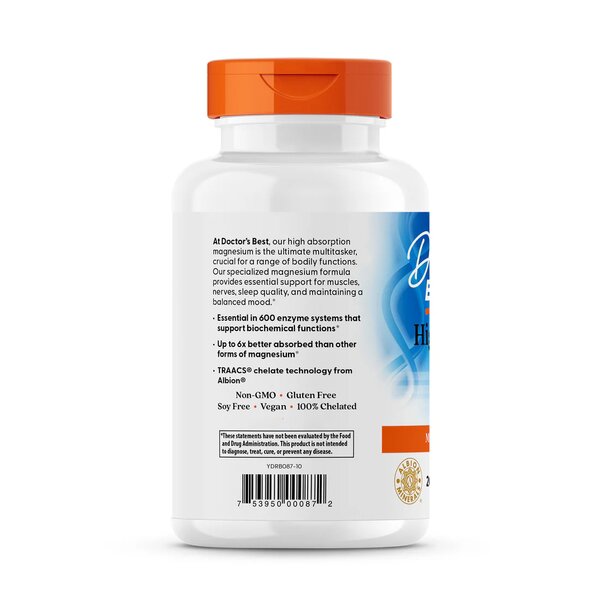 Вітаміни та мінерали Doctor's Best Magnesium 100 mg High Absorption, 240 таблеток. Фото 3
