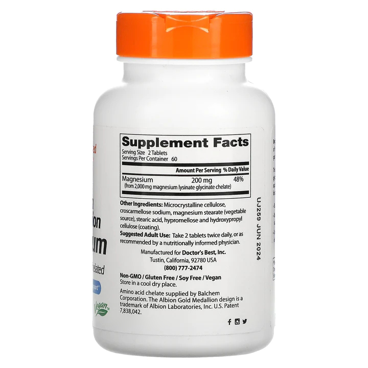 Вітаміни та мінерали Doctor's Best Magnesium 100 mg High Absorption, 120 таблеток. Фото 2