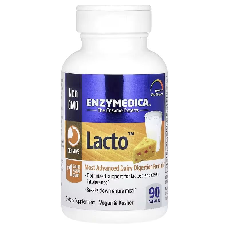 Харчові ферменти Enzymedica Lacto, 90 капсул для перетравлення лактози