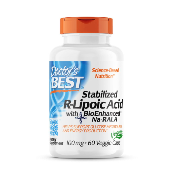Натуральна добавка Doctor's Best Stabilized R-Lipoic Acid 100 mg, 60 вегакапсул