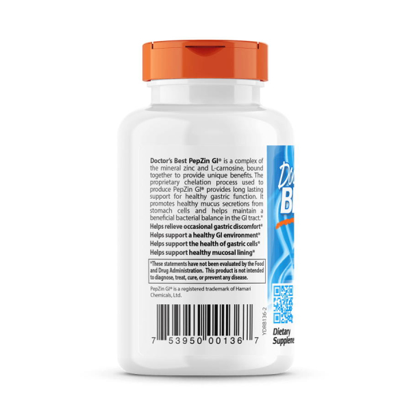 Вітаміни та мінерали Doctor's Best PepZin Gl, 120 вегакапсул. Фото 2