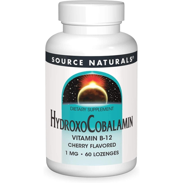 Вітамін B12 Source Naturals Hydroxocobalamin, 60 таблеток для підтримки мозку