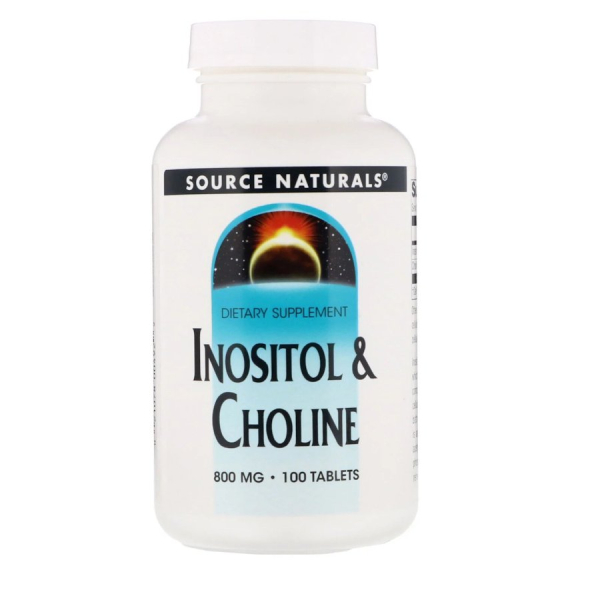 Вітаміни В4 та В8 Source Naturals Inositol & Choline, 100 таблеток для підтримки нервової системи