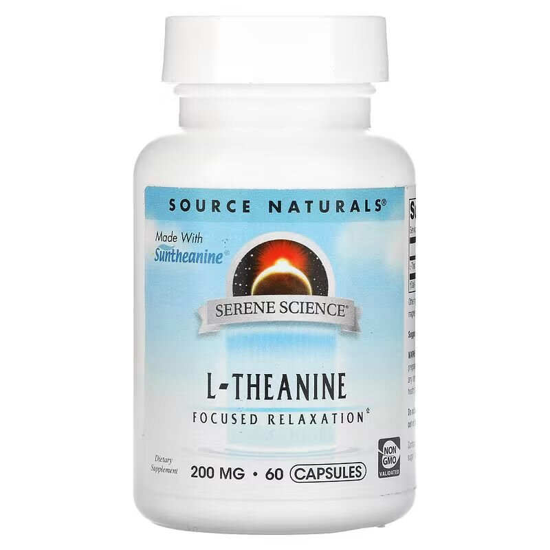 L-теанін Source Naturals L-Theanine 200 mg, 60 капсул