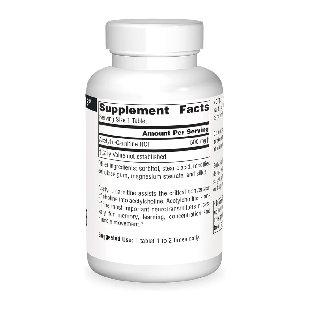 Ацетил L-карнітин Source Naturals Acetyl L-Carnitine 500 mg, 60 таблеток. Фото 2