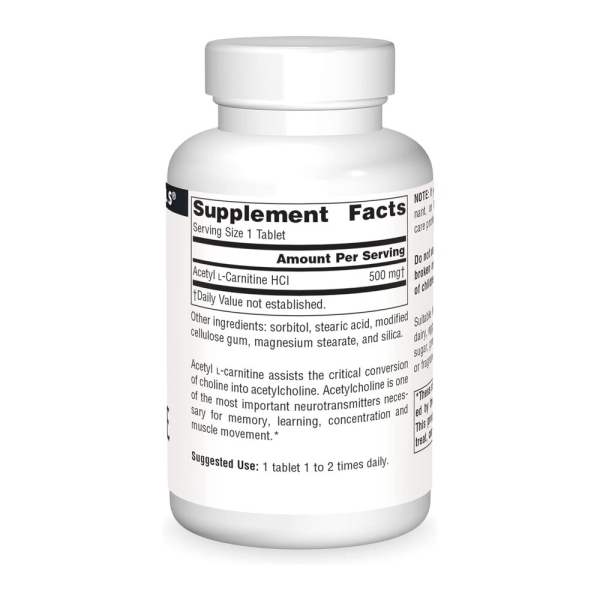 Ацетил L-карнітин Source Naturals Acetyl L-Carnitine 500 mg, 60 таблеток. Фото 2