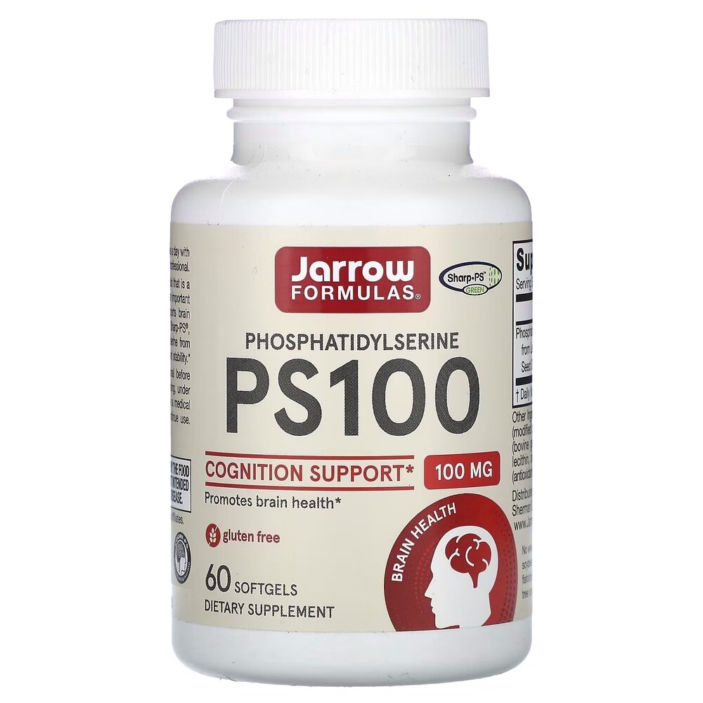 Фосфатидилсерин Jarrow Formulas PS100 100 mg, 60 капсул для підтримки мозку і когнітивних функцій