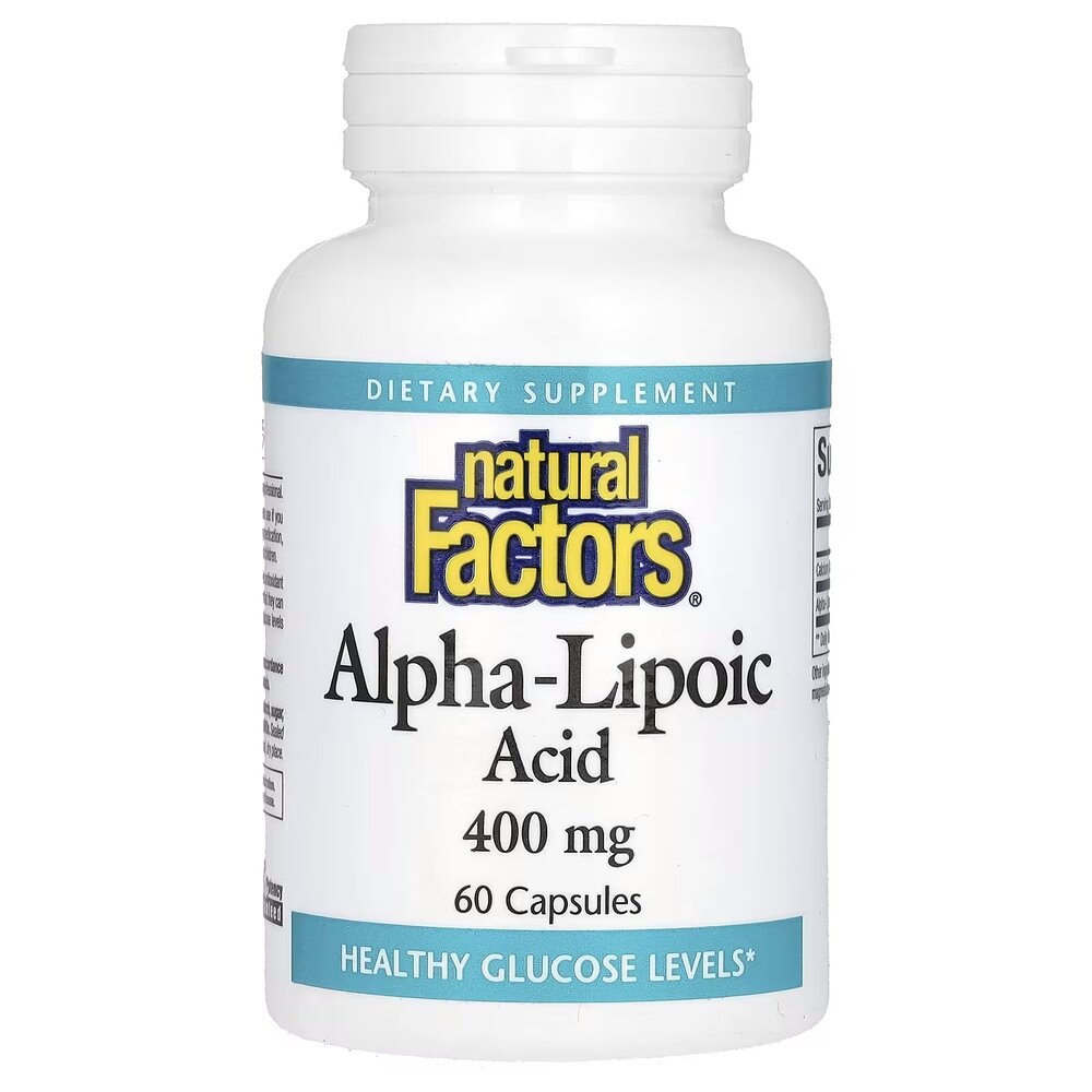Альфа-ліпоєва кислота Natural Factors Alpha-Lipoic Acid 400 mg, 60 капсул для антиоксидантного захисту