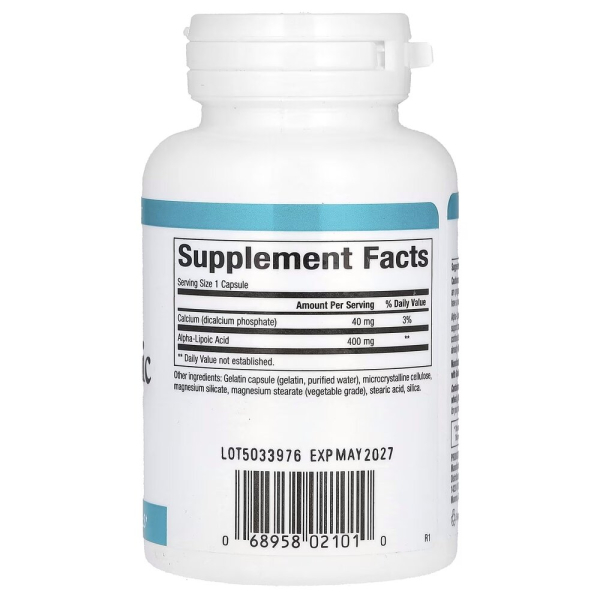 Альфа-ліпоєва кислота Natural Factors Alpha-Lipoic Acid 400 mg, 60 капсул для антиоксидантного захисту. Фото 2