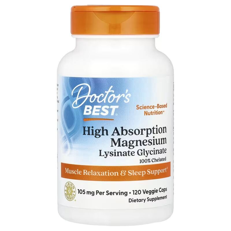 Магній Doctor's Best Magnesium 100 mg High Absorption, 120 вегакапсул підтримка здорової функції нервової системи