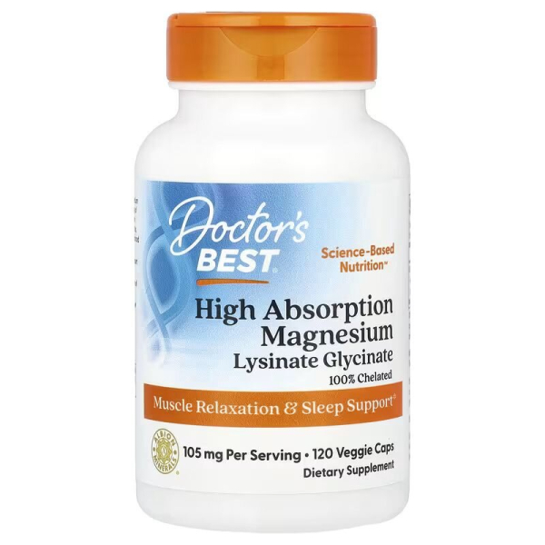 Магній Doctor's Best Magnesium 100 mg High Absorption, 120 вегакапсул підтримка здорової функції нервової системи
