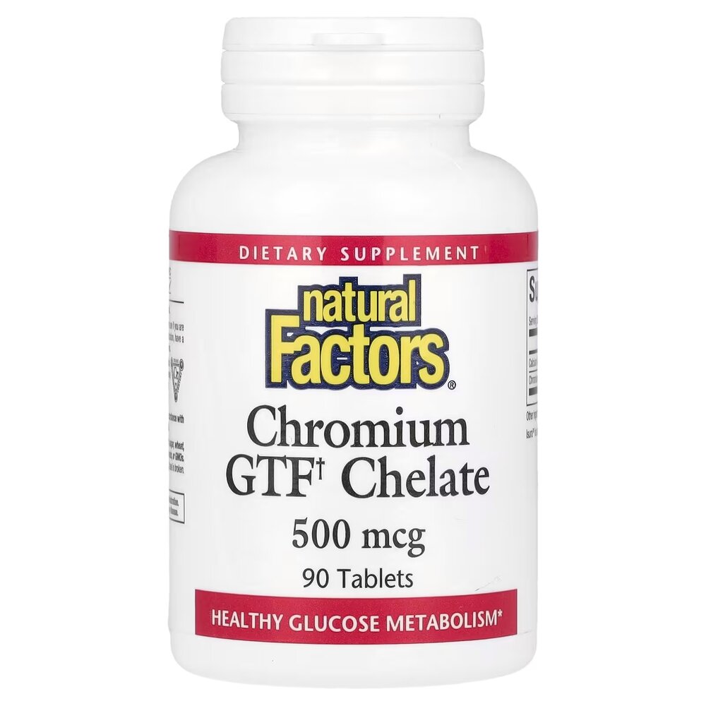 Хелат хрому Natural Factors Chromium GTF Chelate 500 mcg, 90 таблеток
