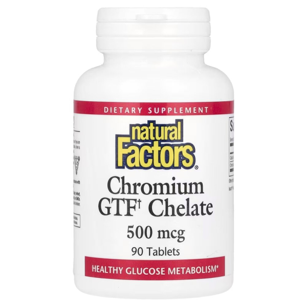 Хелат хрому Natural Factors Chromium GTF Chelate 500 mcg, 90 таблеток
