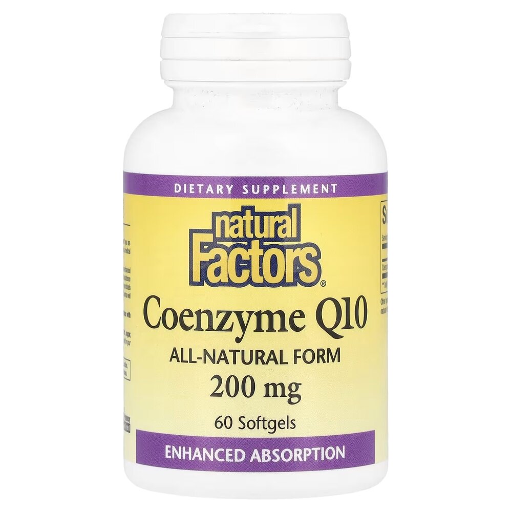 Коензим Q10 Natural Factors Coenzyme Q10 200 mg, 60 капсул