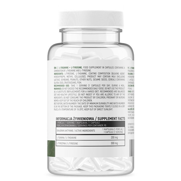Амінокислота OstroVit Vege Theanine + Tyrosine, 90 вегакапсул. Фото 2