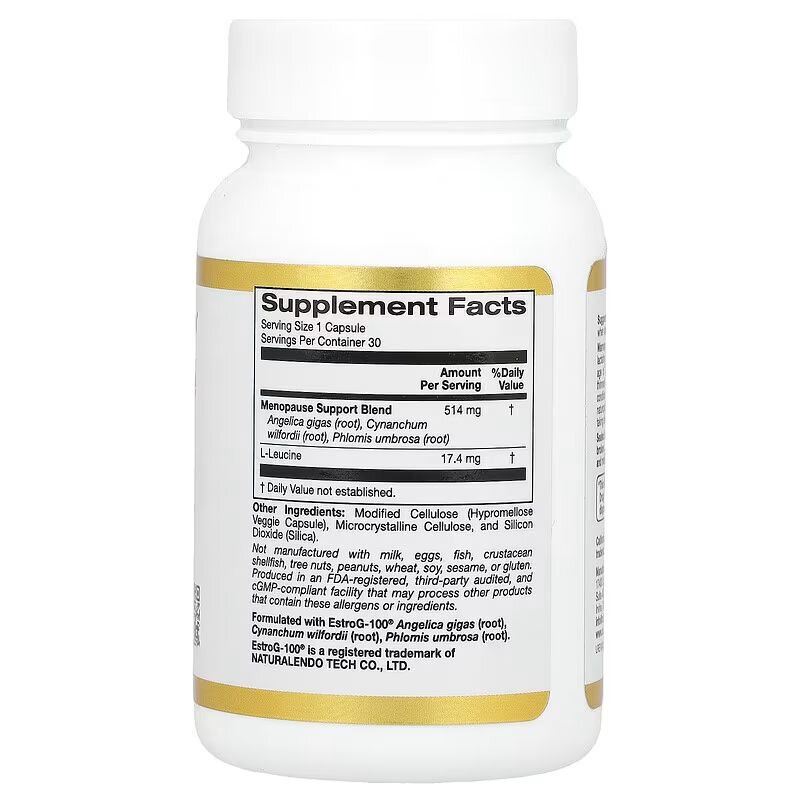 Натуральна добавка California Gold Nutrition Menopause Support, 30 вегакапсул для жінок. Фото 2