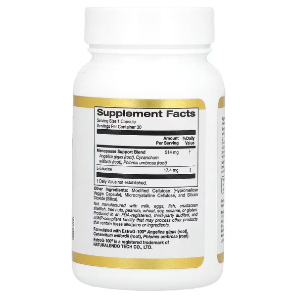 Натуральна добавка California Gold Nutrition Menopause Support, 30 вегакапсул для жінок. Фото 2