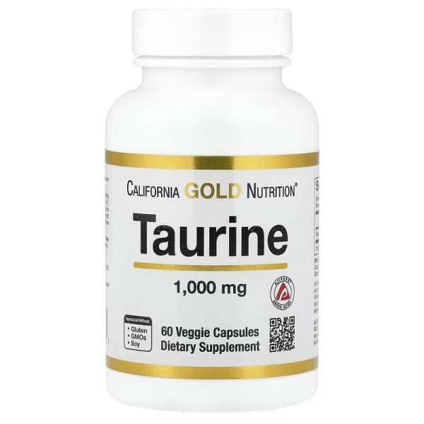 Таурин California Gold Nutrition L-Taurine 1000 mg, 60 вегакапсул