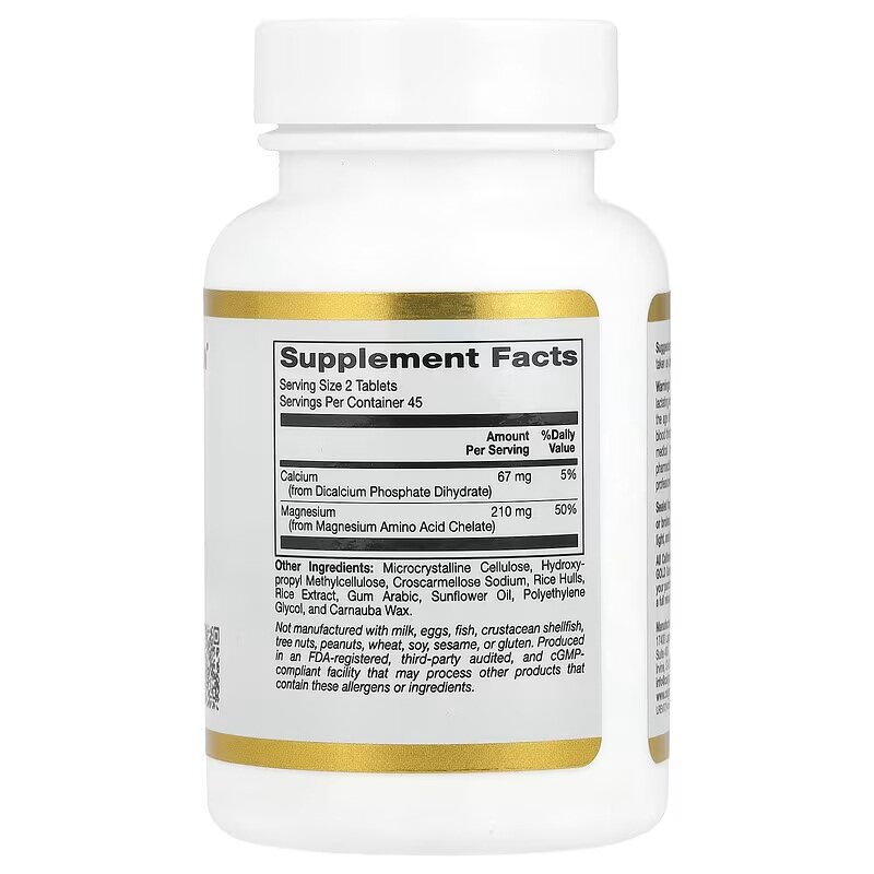Хелатний магній з кальцієм California Gold Nutrition Magnesium Chelate with Calcium, 90 таблеток. Фото 2