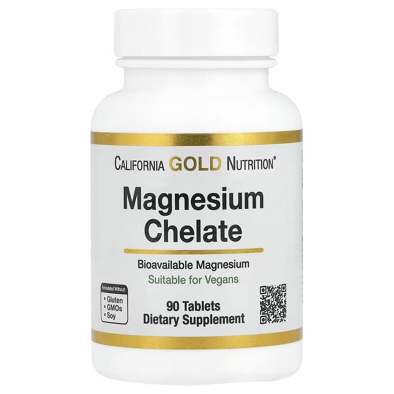 Хелатний магній з кальцієм California Gold Nutrition Magnesium Chelate with Calcium, 90 таблеток