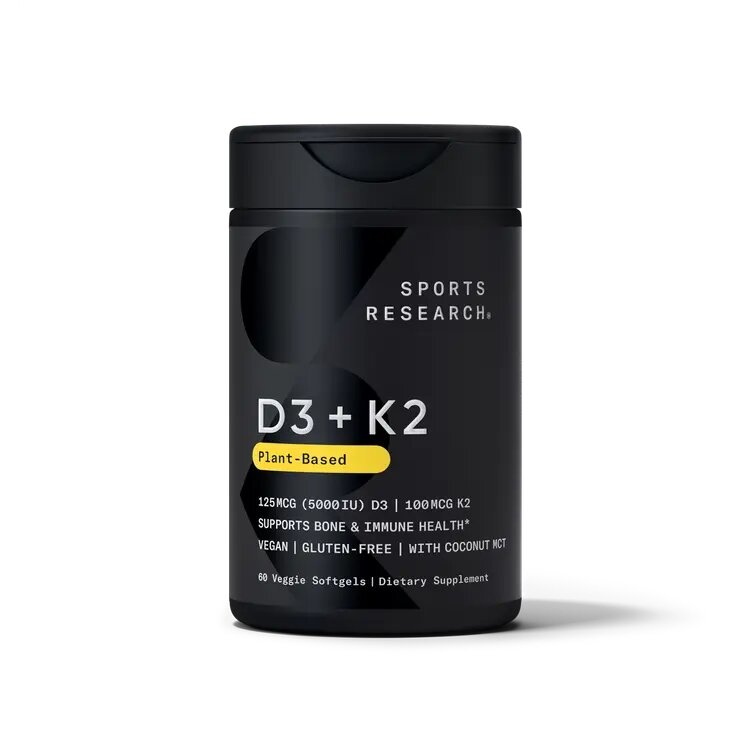 Вітаміни та мінерали Sports Research Vitamin D3 + K2 5000 IU/100 mcg, 60 капсул