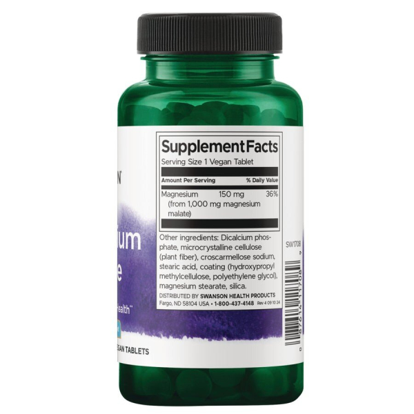 Малат магнію Swanson Magnesium Malate 1000 mg, 60 таблеток. Фото 2