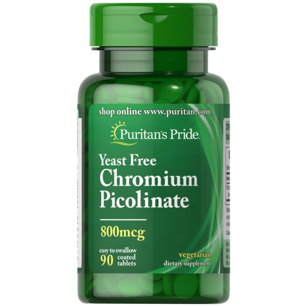 Витамины и минералы Puritan's Pride Chromium Picolinate 800 mcg Yeast Free, 90 таблеток