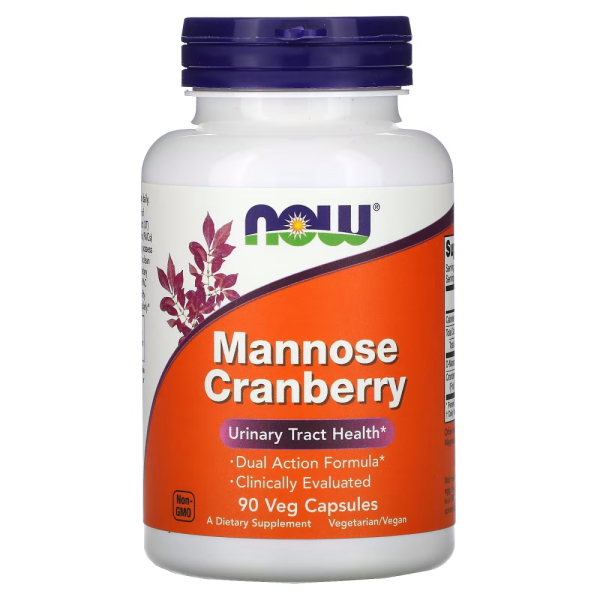 Натуральна добавка NOW Mannose Cranberry, 90 вегакапсул