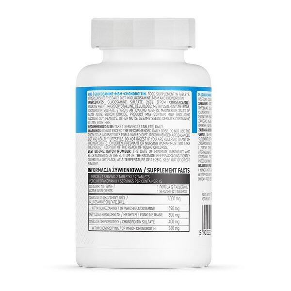 Препарат для суставов и связок OstroVit Glucosamine+MSM+Chondroitin, 90 таблеток. Фото 2