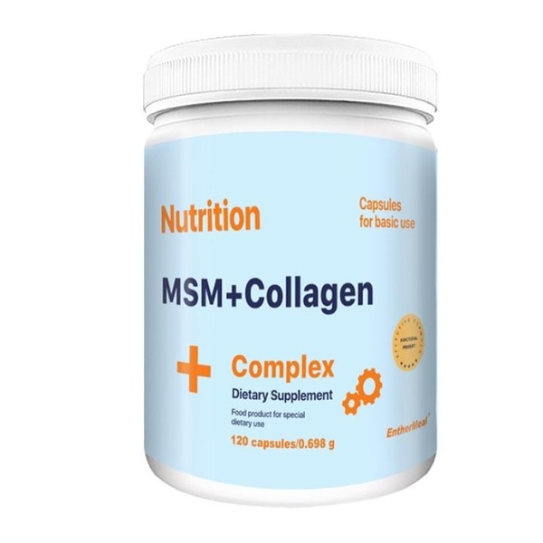 Препарат для суглобів і зв'язок EntherMeal MSM+Collagen Complex, 120 капсул