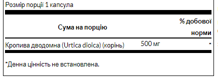 Stinging Nettle Root 500 mg - 100caps. Фото 2