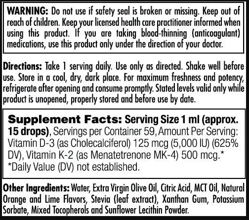 D3 K2 DropIns 125mcg - 2 oz Citrus. Фото 2