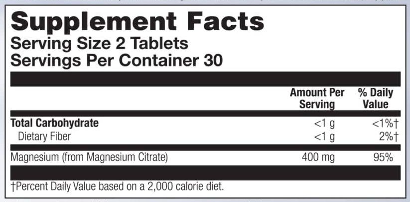 Magnesium Citrate 400mg - 60 tabs. Фото 2