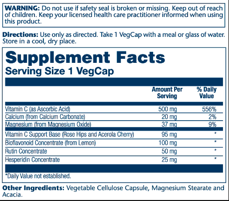 Vitamin C with Bioflavonoid Concentrate 500mg - 100 vcaps. Фото 2