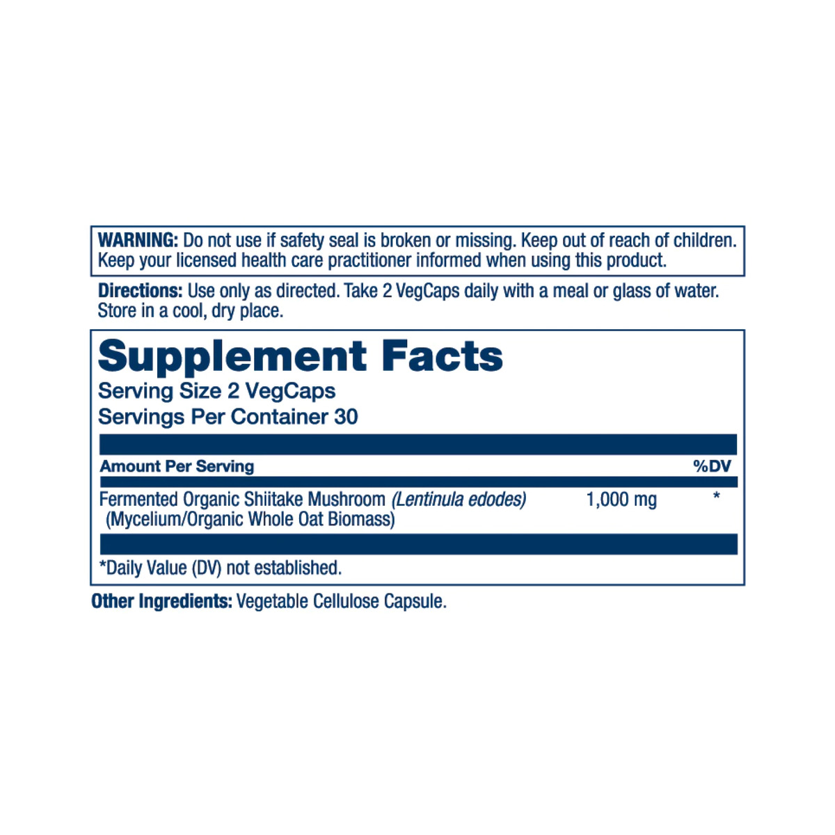 Fermented Shiitake Mushroom 1000mg - 60 vcaps. Фото 2