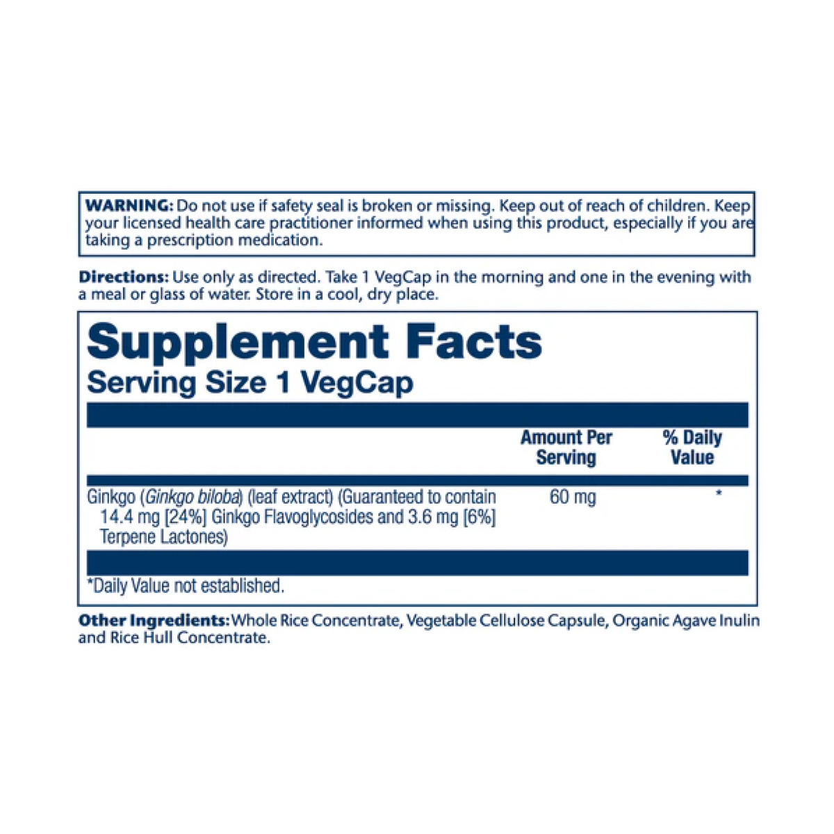 Ginkgo Biloba Leaf Extract 60mg - 60 vcaps. Фото 2