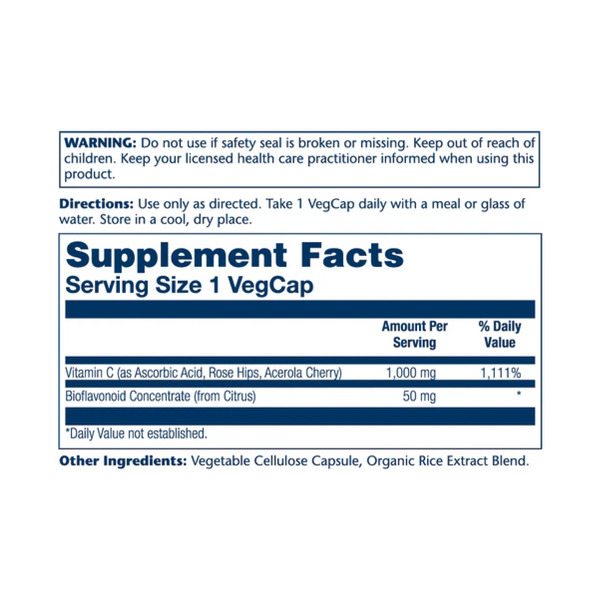 Vitamin C with Rose Hips, Acerola & Bioflavonoids 1000mg - 100 vcaps. Фото 2