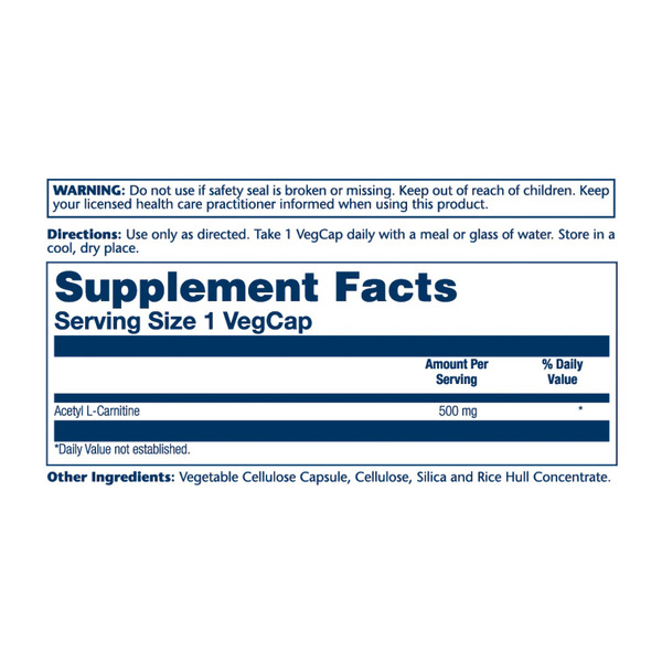 Acetyl L-Carnitine 500mg - 30 vcaps. Фото 2