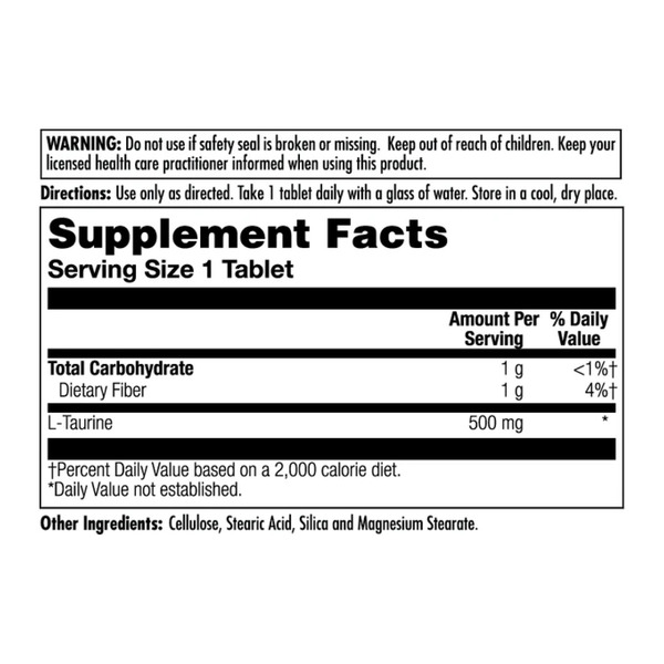 L-Taurine 500mg - 60 tabs. Фото 2