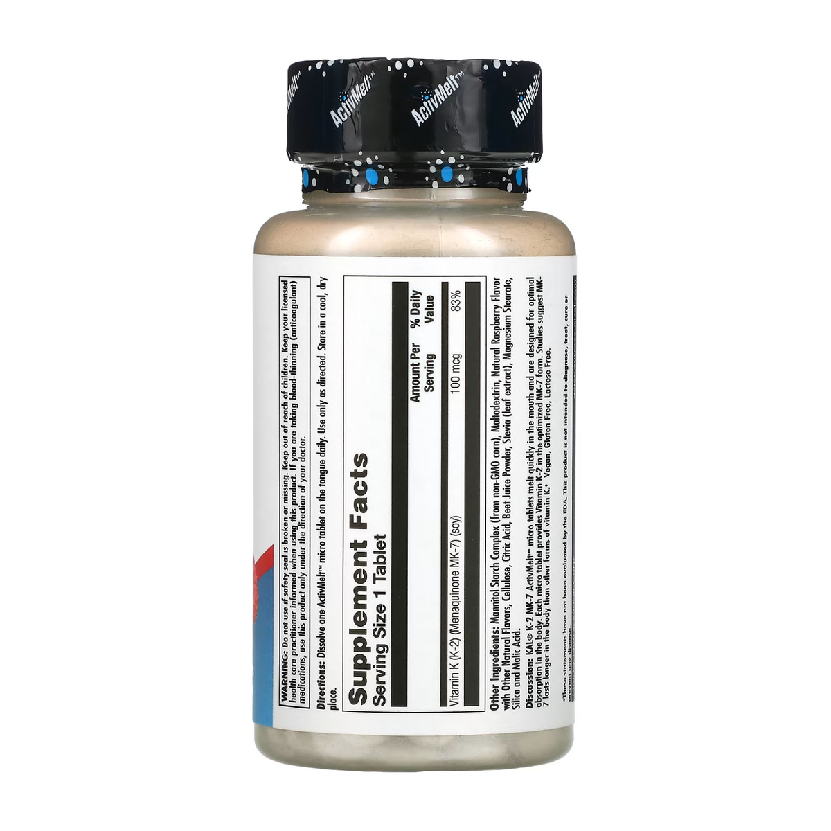 K-2 MK-7 ActivMelt 100 mcg - 60 tabs. Фото 2
