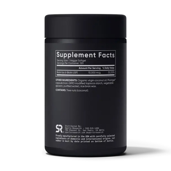 Biotin 10,000mcg - 120 veg softgels. Фото 2