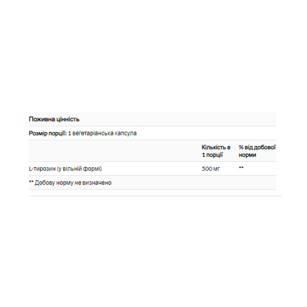 L-Tyrosine 500mg - 100 vcaps. Фото 2