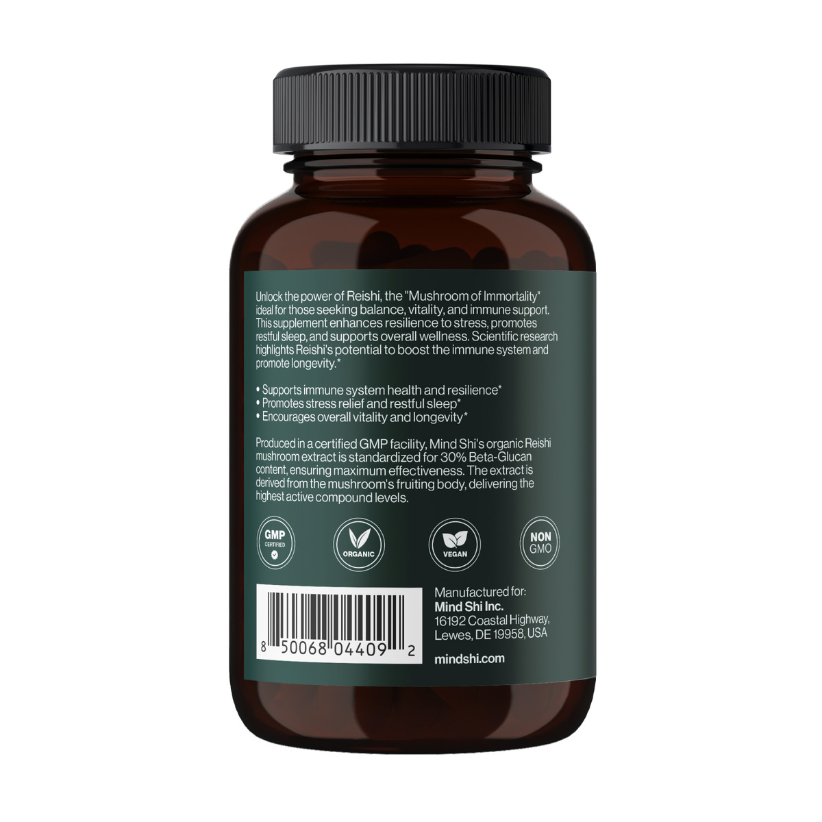 Reishi Mushroom 1000 mg - 60 vegcaps. Фото 3