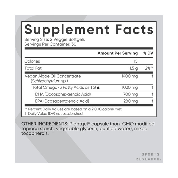 Vegan Omega-3 1400mg - 60 softgels. Фото 2