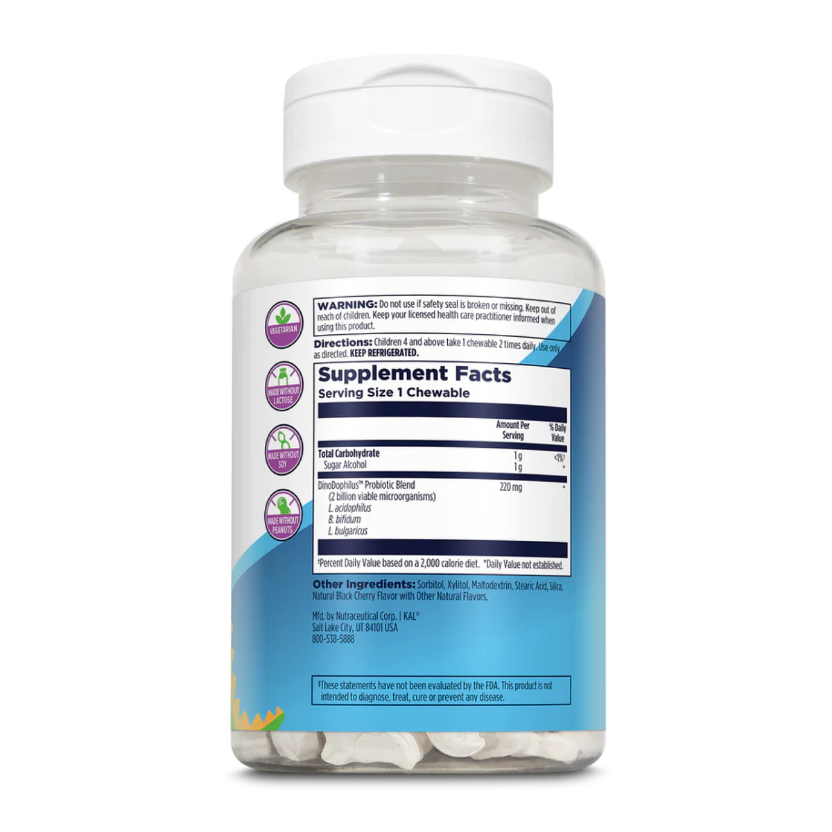 Dino-Dophilus™ Kids Probiotic - 60 chewables Black Cherry. Фото 2