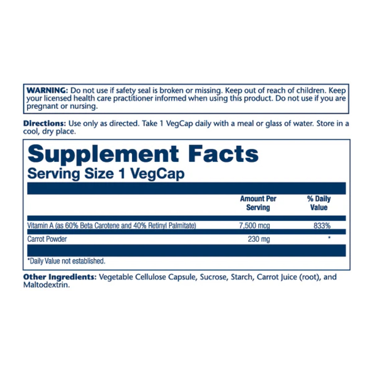Vitamin A Dry Form 7600mcg - 60 caps. Фото 2